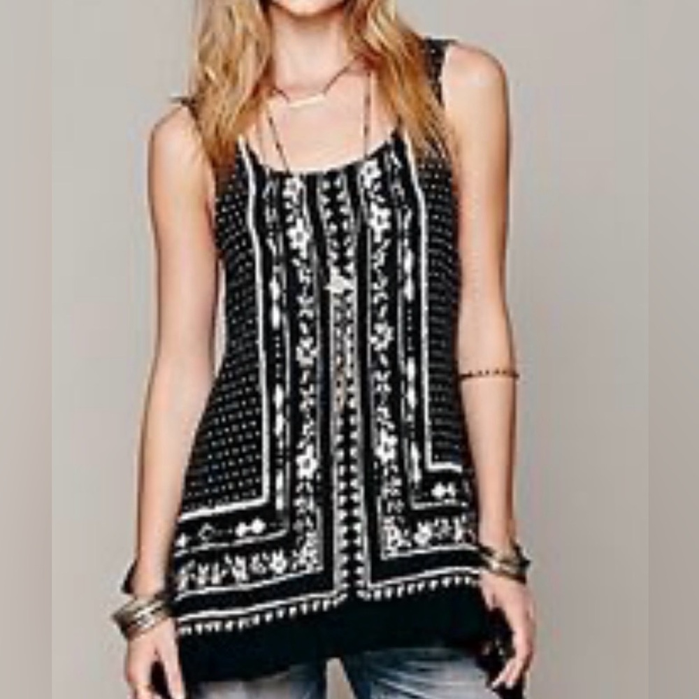 Free People trapeze print tunic top small